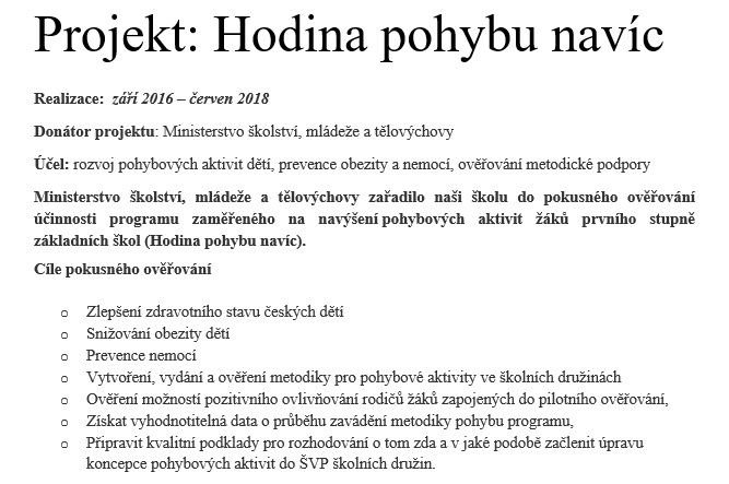 hodina pohybu navic